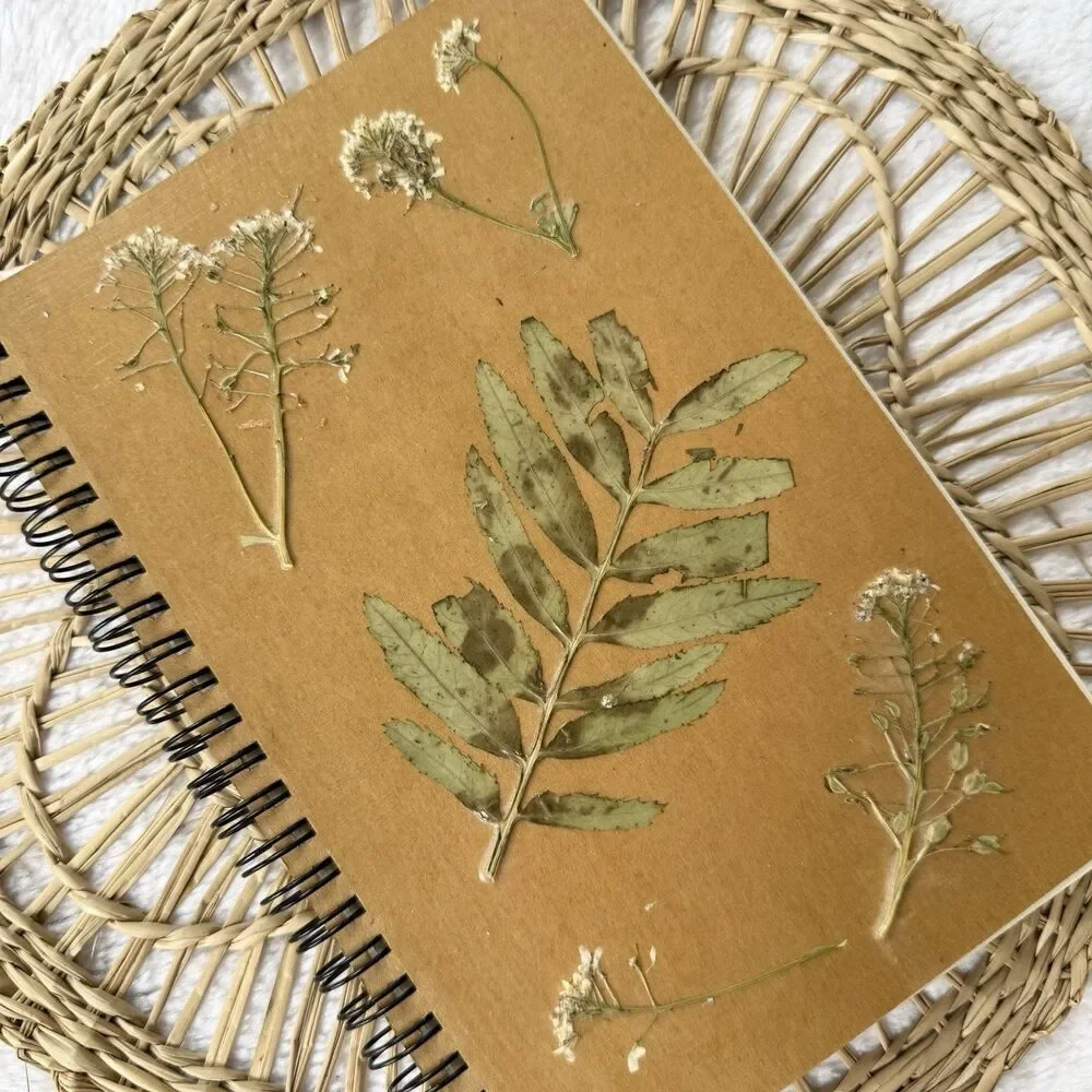 Handmade Dried Flower Notebook With Bookmark A5 Unlined 60 Sheets 120 Pages